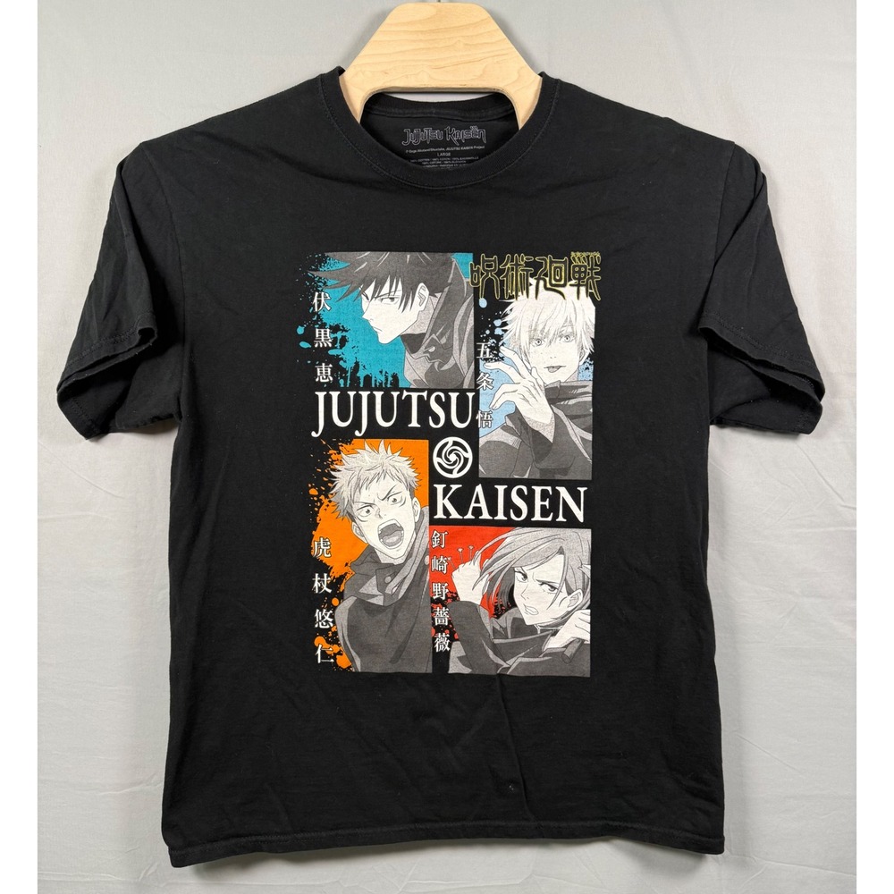 Jujutsu Kaisen Crunchyroll Mens Black Graphic T-Shirt Anime Characters Large